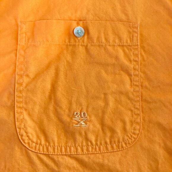 Twenty X Mens L Casual Button Up Shirt Short Sleeve Orange Collared Front Pocket - Picture 5 of 10